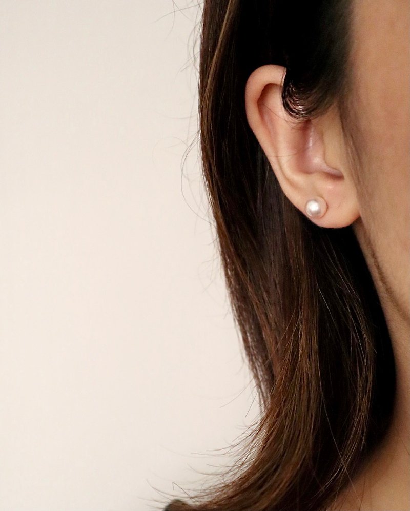 6.5mm Baby size Japan Akoya Pearl Earrings 14KWG - Earrings & Clip-ons - Pearl Silver