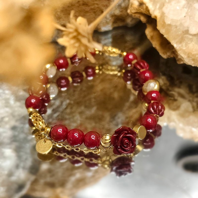 Guardian of Love | Purple Gold Cinnabar | Coral Jade | - สร้อยข้อมือ - คริสตัล 