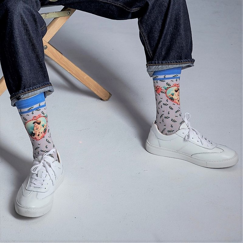 LIFEBEAT x WU JIU PLEASE聯名印花籃球滑板運動襪 - 襪子 - 聚酯纖維 多色