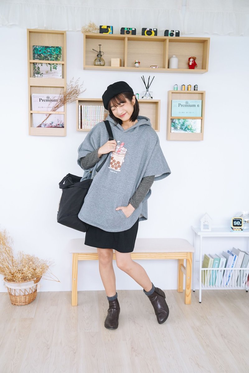 Mochi Rabbit precious thick cloak jacket (Linen) - Women's Casual & Functional Jackets - Cotton & Hemp Gray