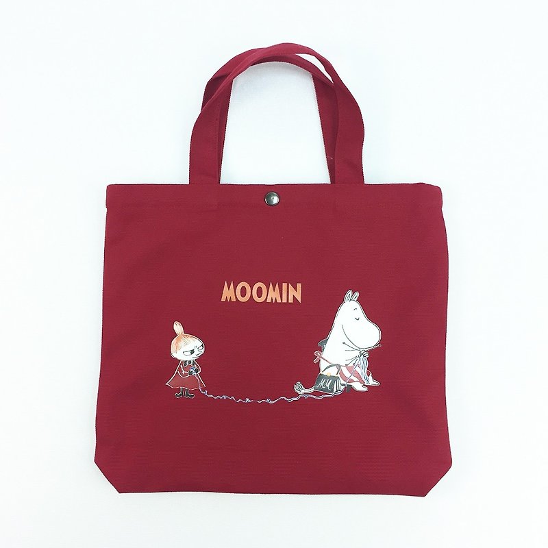 Moomin 噜噜 mi authorized-color small square bag (red) - กระเป๋าถือ - ผ้าฝ้าย/ผ้าลินิน สีแดง