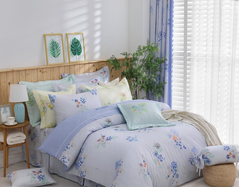 【R909-11 舒心花絮】100% 40支精梳棉 七件式全套組 - 寢具/床包 - 棉．麻 多色