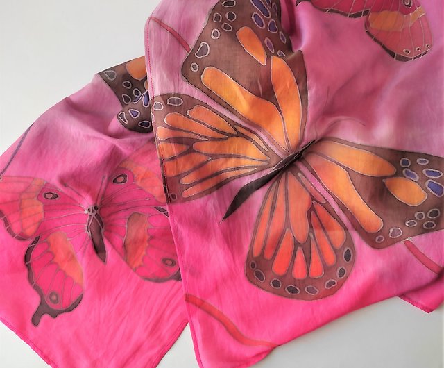 Butterfly Silk Shawl Pink