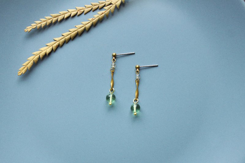 Tearful - earring  clip-on earring - Earrings & Clip-ons - Other Metals Green