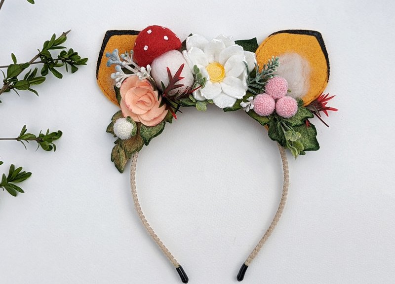 Fox flower crown, woodland fox headband, birthday party photo prop - Baby Accessories - Other Materials 