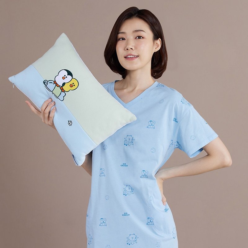 LINE FRIENDS | Sally Penguin Square Pillow (30x45cm) - Wakakusa Midori - Pillows & Cushions - Cotton & Hemp Green