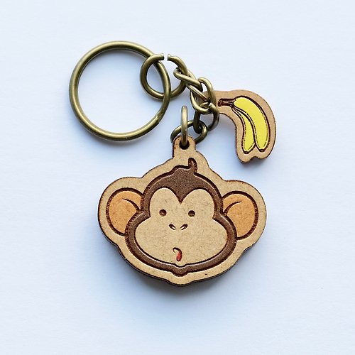 田田製作所 彩繪木製鑰匙圈-小猴子