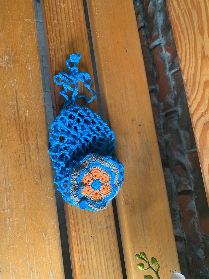 Can store beverage bags/hanging ornaments/water cup bags. Star. Orange + bright blue. Can be carried on the shoulder - Beverage Holders & Bags - Cotton & Hemp 