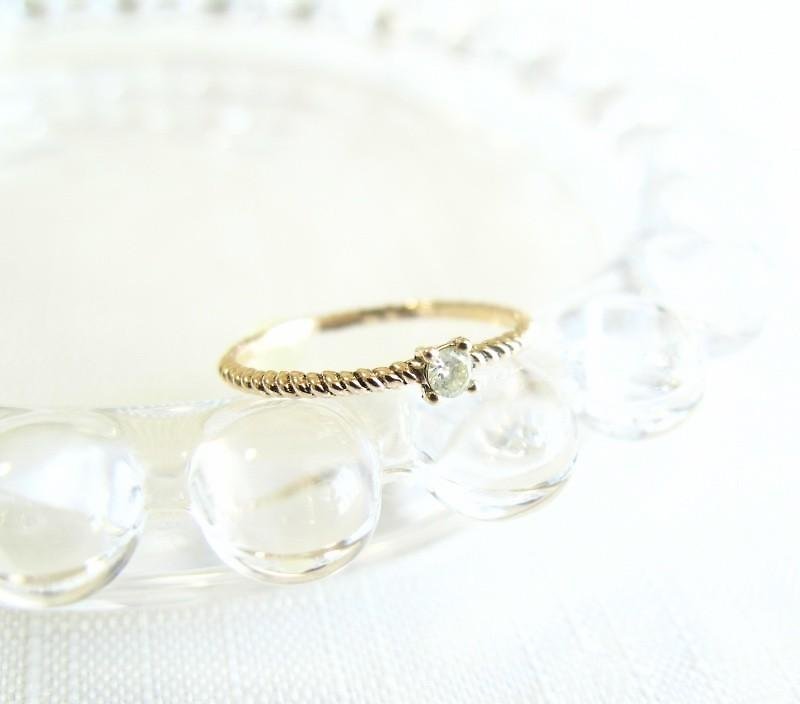 [Made to order] Twist pinky ring / Natural diamond K10YG - General Rings - Gemstone 