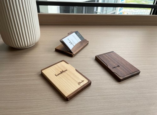 小木工房 免費客製 實木名片夾 木製名片盒 翻蓋原木名片夾