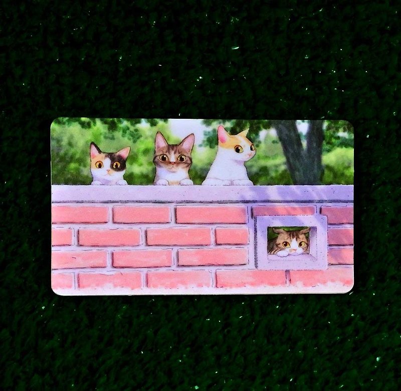 三つの小さな猫〜お店の名前（水平）カードステッカー - シール - 防水素材 多色