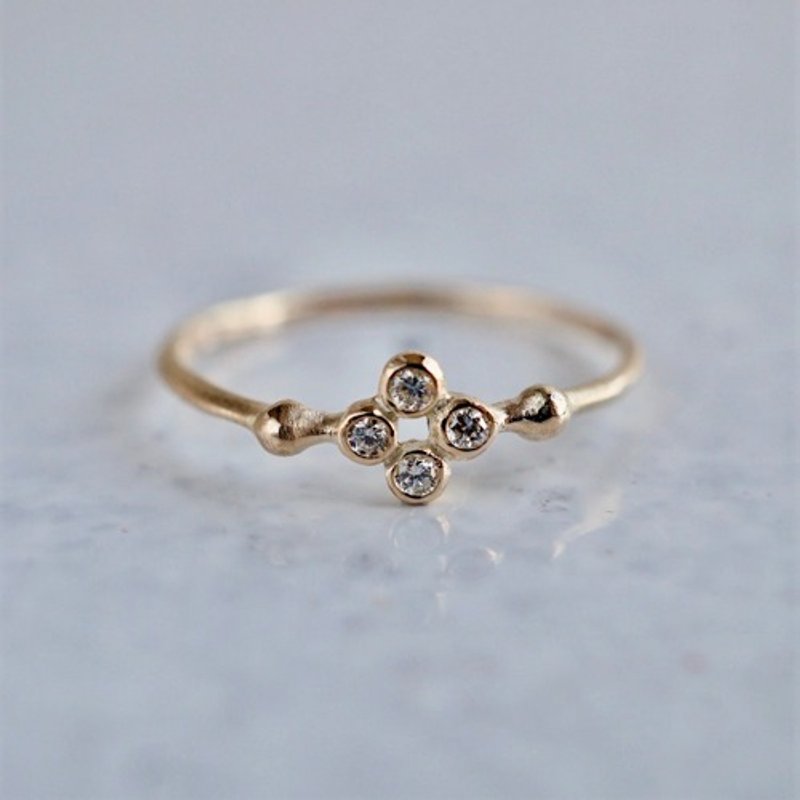 Stardust 4 stones ring  R079K10YG - แหวนทั่วไป - เครื่องประดับ สีทอง