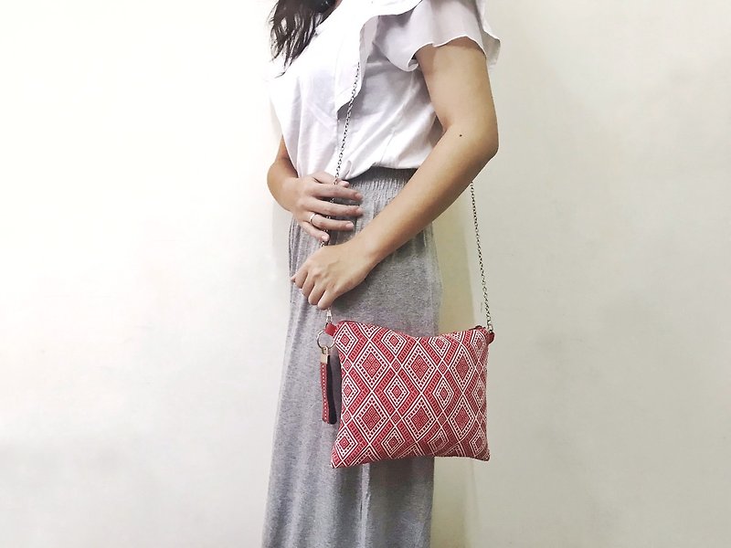 [Love never falls] Lightweight side back zipper bag Sediq woven bag - Messenger Bags & Sling Bags - Cotton & Hemp Red