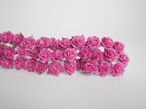 makemefrompaper Paper Flowers, DIY100 pieces mulberry small rose size 1.5 cm. magenta color