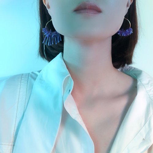 Jane wang 趣味燈泡 靈動 紫色 純銀 防過敏 不對稱 耳環 耳夾