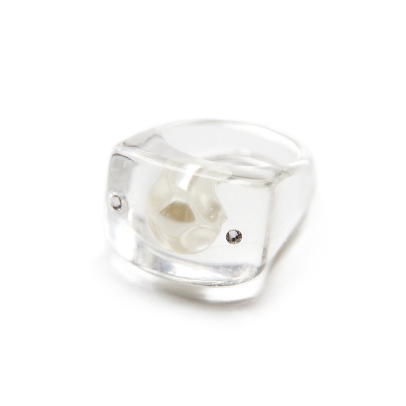 KDNP Transparent Cube Rings_Pearl - 戒指 - 樹脂 透明