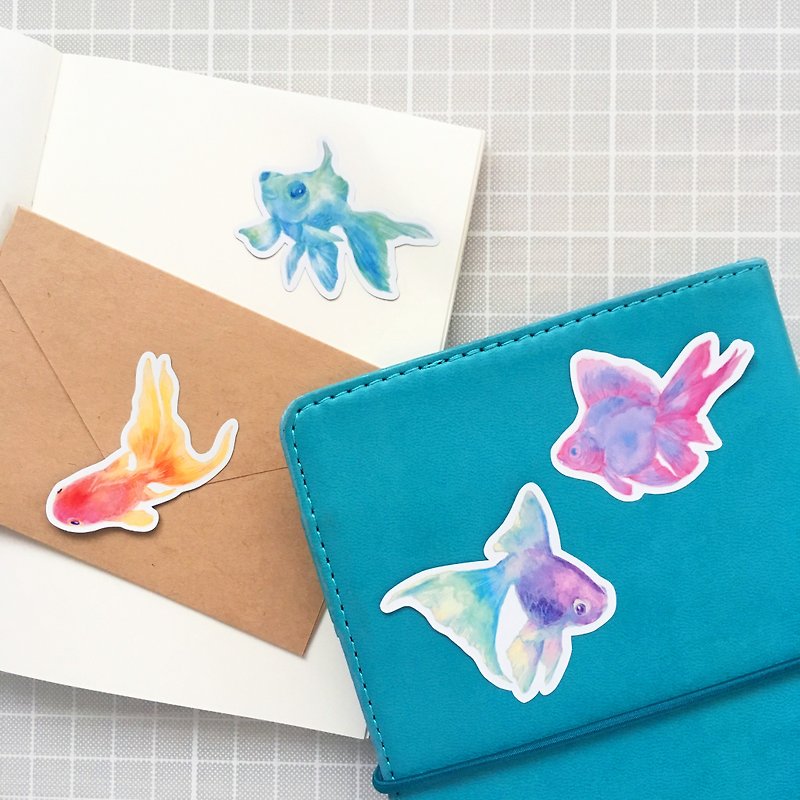 middle goldfish sticker set (4piece) - Stickers - Other Materials 