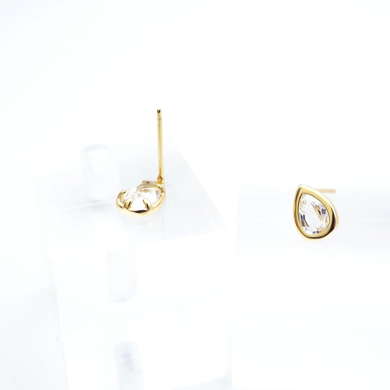 DROPLET WHITE TOPAZ EARRINGS ( SILVER/ 18K GOLD/ ROSEGOLD ) | TOPAZ COLLECTION - Earrings & Clip-ons - Gemstone White