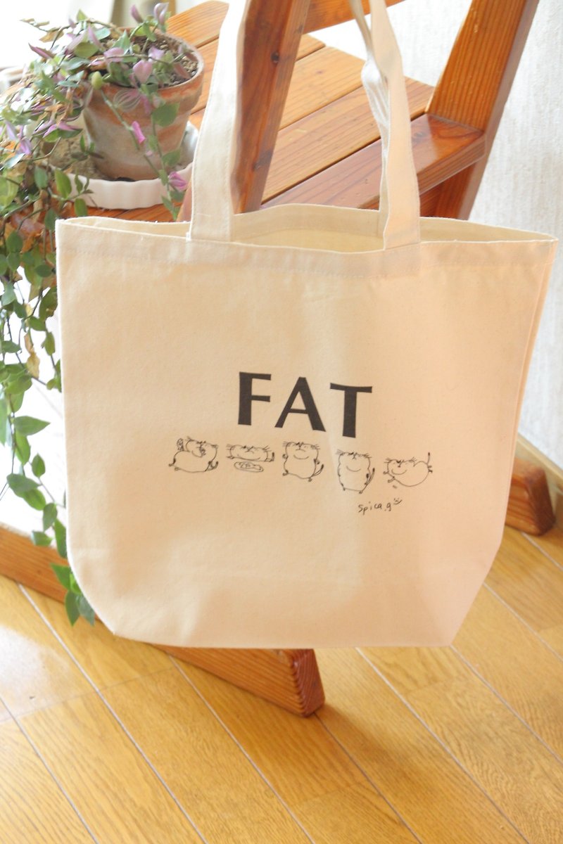 "FAT" canvas tote bag - กระเป๋าแมสเซนเจอร์ - กระดาษ ขาว