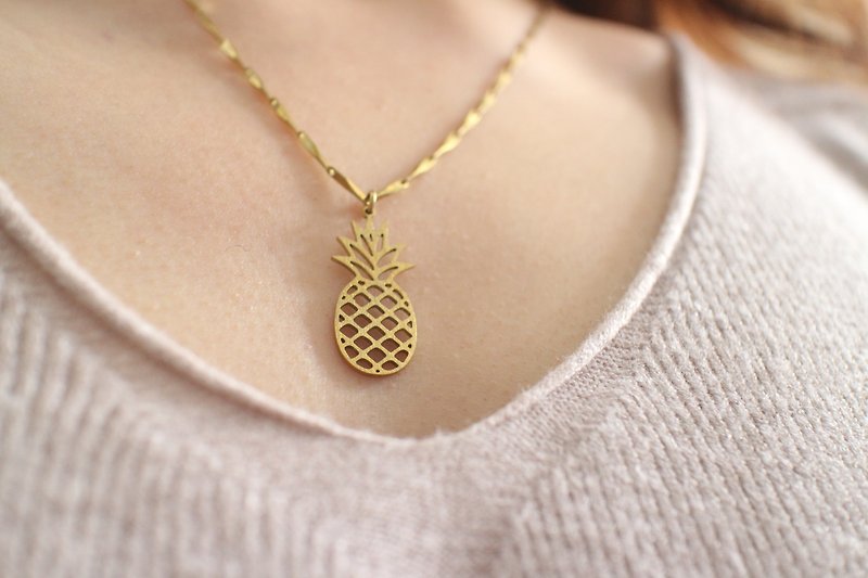 Pineapple -brass necklace - Collar Necklaces - Copper & Brass Gold
