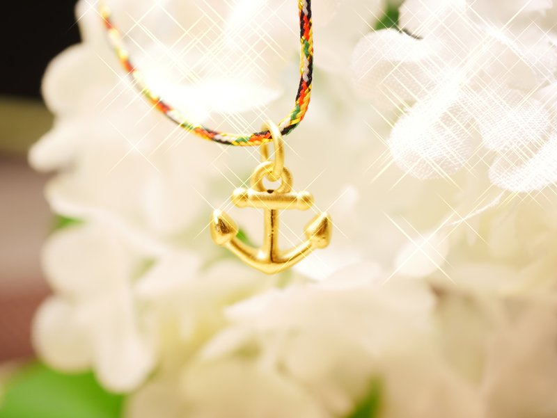 Gold Pendant-Anchor Gold Jewelry-Gold 9999-Comes with 45cm five-color rope - Necklaces - 24K Gold Gold