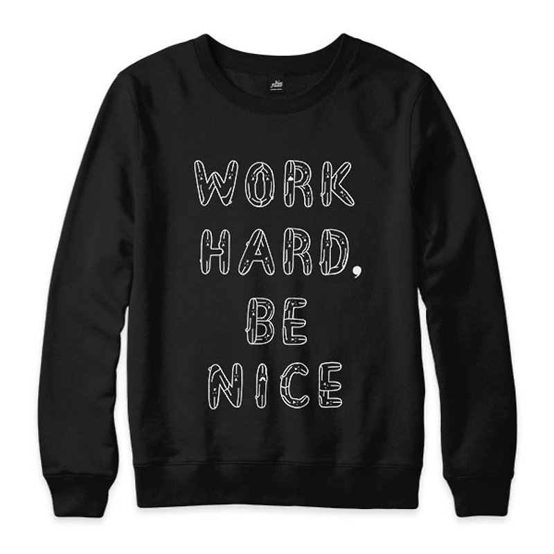 WORK HARD, BE NICE-Black-Unisex University T - Men's T-Shirts & Tops - Cotton & Hemp 