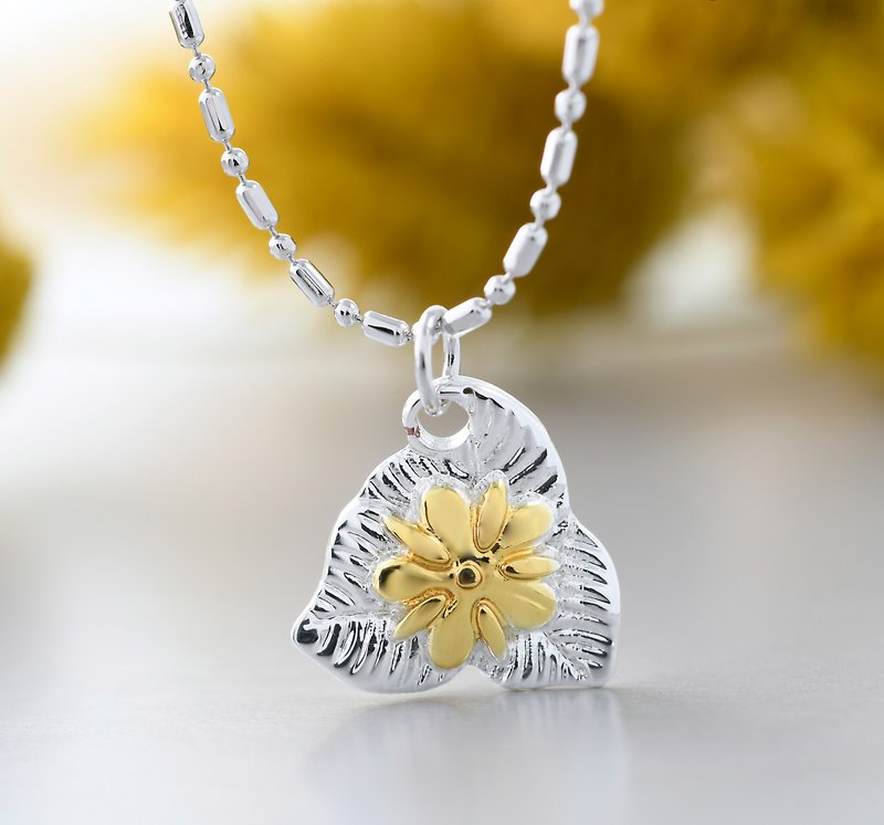 Flower series passion bougainvillea (jasmine) shape necklace gold and silver (NLAJA1004N) - Necklaces - Silver Silver