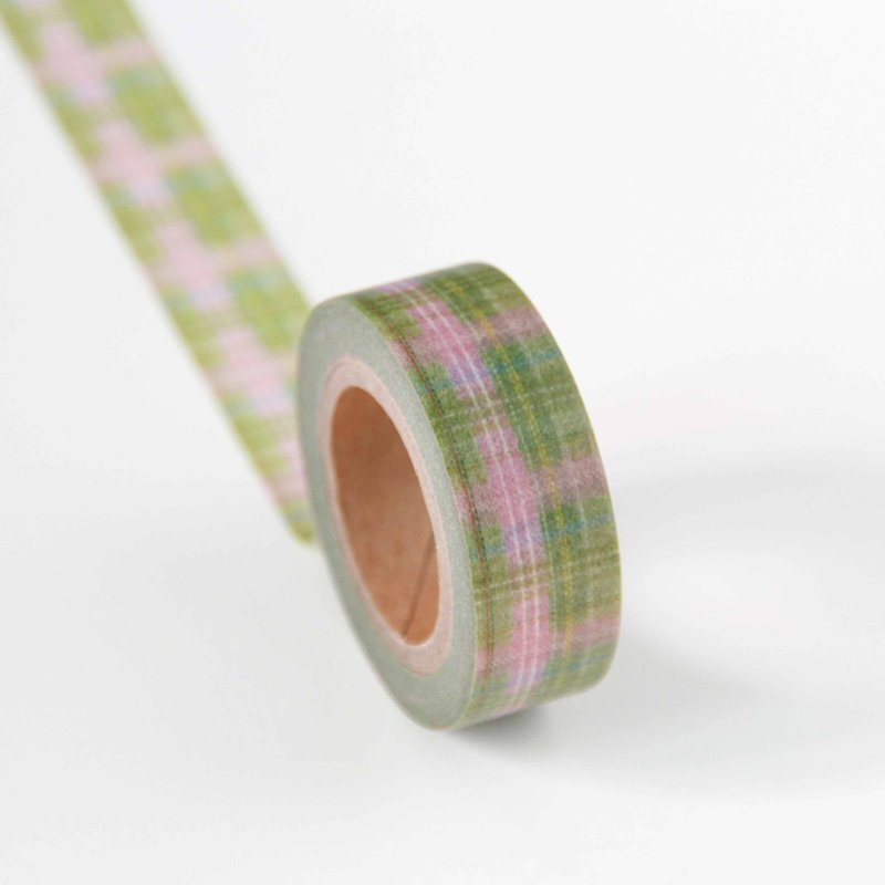 Autumn Check Masking Tape | Khaki - 紙膠帶/和紙/PET - 紙 綠色