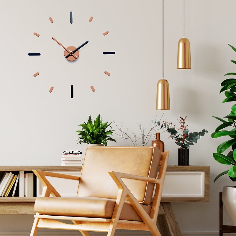 On-Time Wall Clock Peel and Stick Black Copper 56 Cm. (22.5 inch) - Clocks - Aluminum Alloy Gold