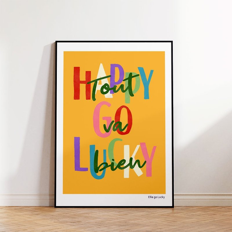 Art print/ Happy go Lucky / Illustration poster A3,A2 - โปสเตอร์ - กระดาษ 