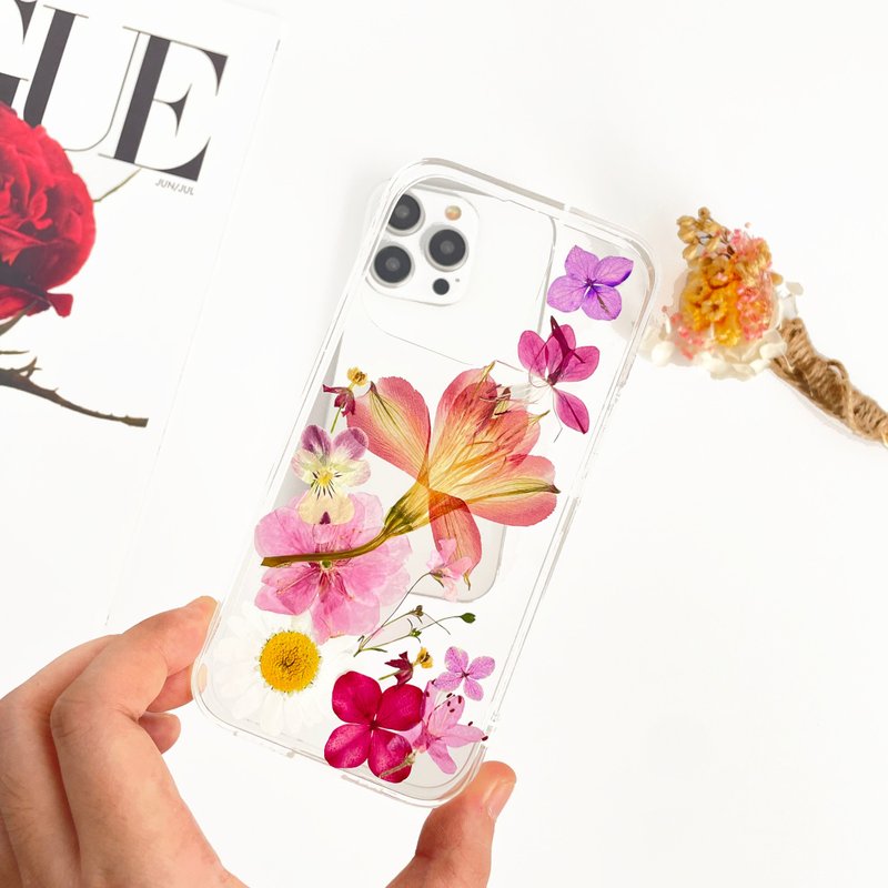 Lily Flower Handmade Pressed Flower Phone Case for iPhone 16 Pro Max Samsung S25 - Phone Cases - Plants & Flowers 