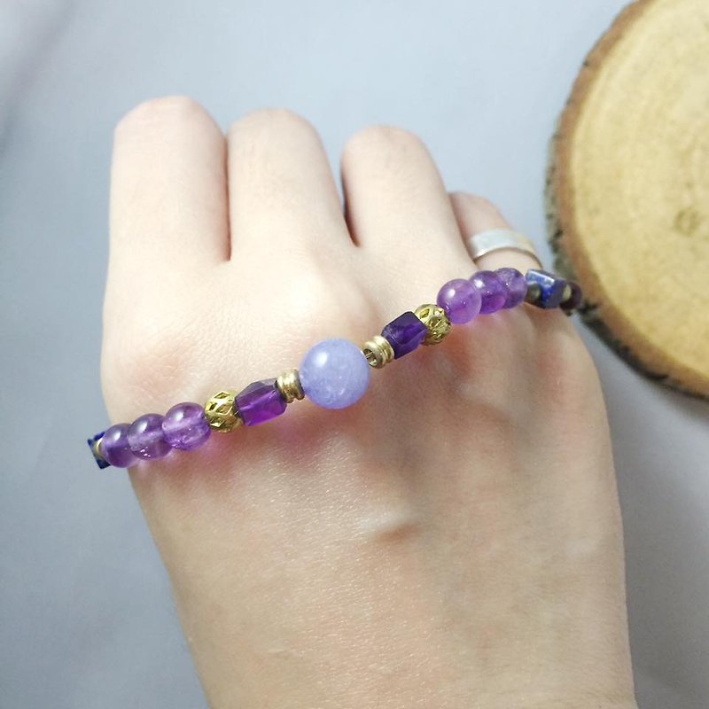 MH brass natural stone series _ Planet Rock - Bracelets - Gemstone Purple