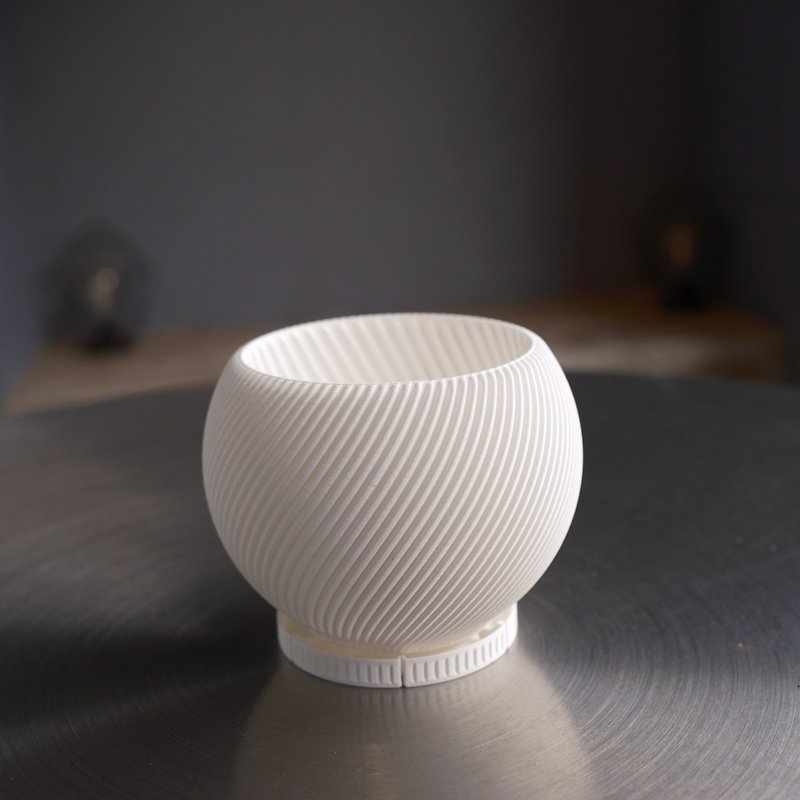 Spiral Spheroid Planter - Pottery & Ceramics - Plastic White