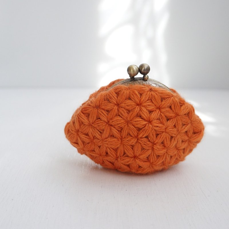 Ba-ba (m) Jasmine Stitch crochet coinpurse No.C1736 - 化妝包/收納袋 - 其他材質 橘色