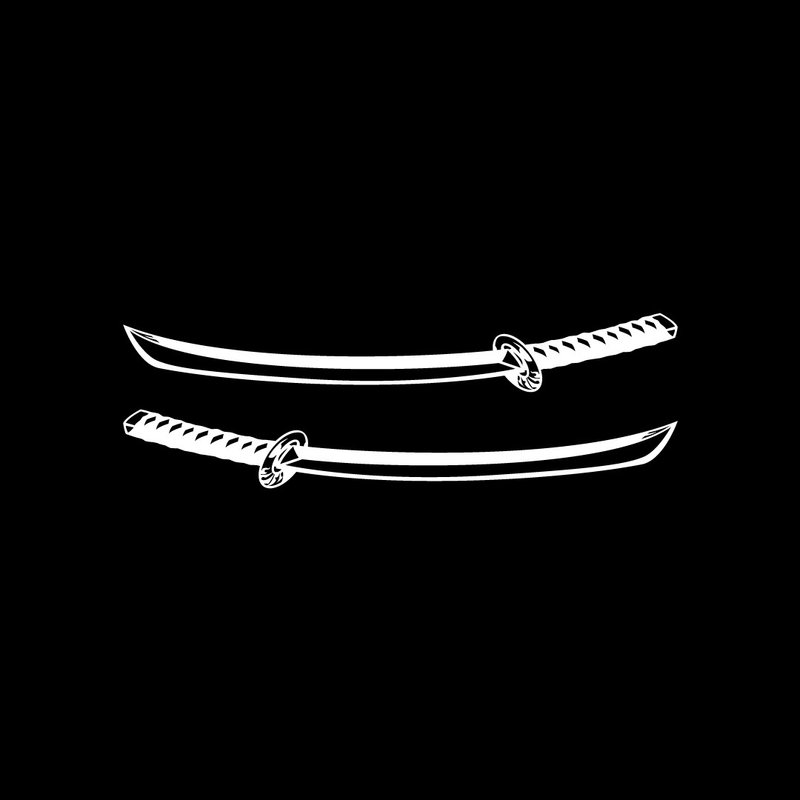 武士刀 銀白色  武士魂 對貼 日本刀 日本風 日式 反光貼紙 防水 - 貼紙 - 防水材質 