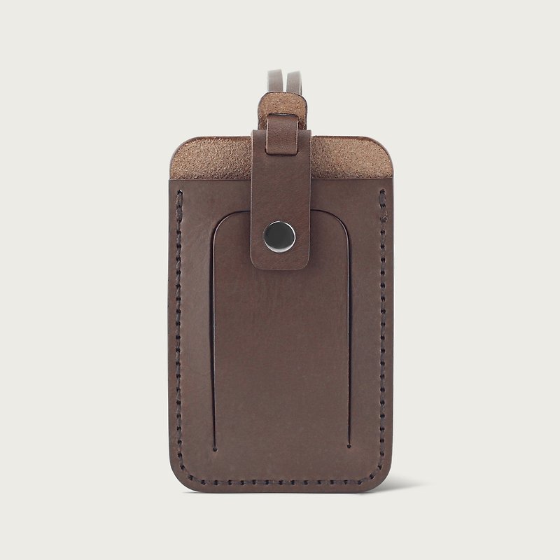 LINTZAN luggage tag / leisure card holder - deep coffee - ป้ายสัมภาระ - หนังแท้ สีนำ้ตาล