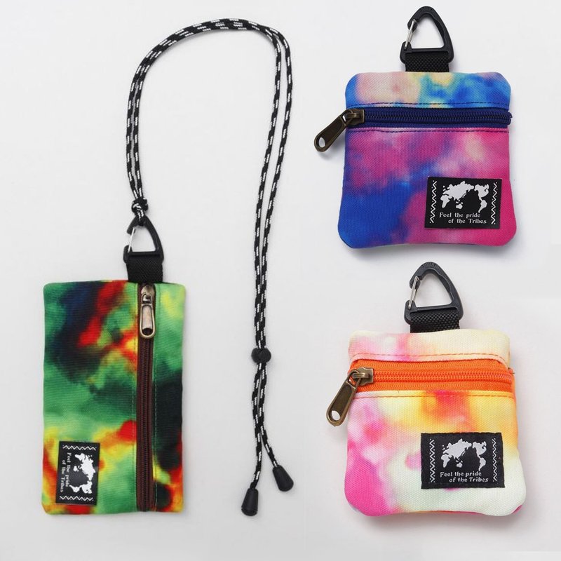 [Popular Pre-order] Rendering Tie Dye Carabiner Mobile Phone Bag Coin Purse 2 Styles 3 Colors IAKP4117-18 - กระเป๋าใส่เหรียญ - เส้นใยสังเคราะห์ 