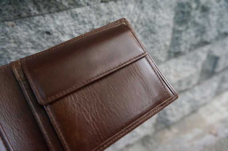 Sienna leather can hold a driver's license short wallet - กระเป๋าสตางค์ - หนังแท้ สีนำ้ตาล