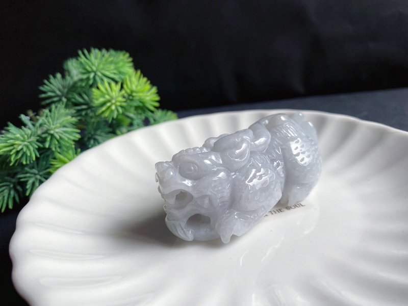 天然緬甸玉 招財神器 霸王貔貅 護主 擺件 禮物 長輩禮 - 項鍊 - 玉石 白色