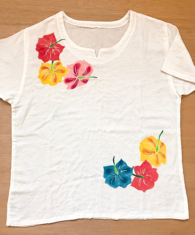Hand dyed shirt - Women's Shirts - Cotton & Hemp White