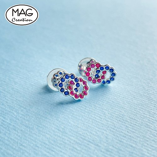 MAG Creation Circle Knots | 18K 白金圓扣天然藍寶石天然鑽石耳環