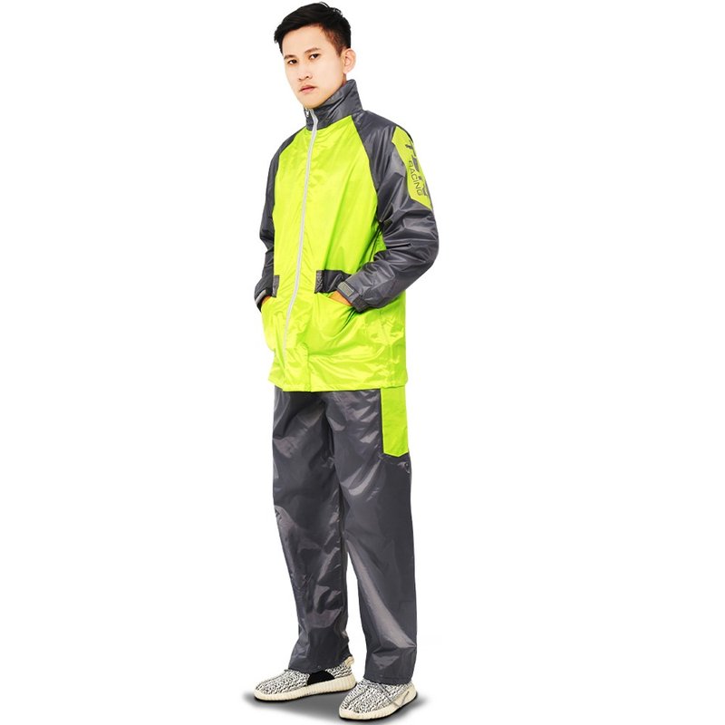 TDN Fengxing Racing ウインドブレーカー ツーピース スーツ ウインドブレーカー ジャケット (通気性のあるインナー メッシュ) -ネオングリーン - 傘・雨具 - 防水素材 グリーン