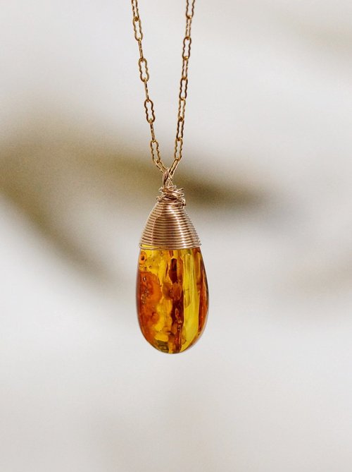 BNA Jewelry 14K包金 GF 波羅的海琥珀鎖骨鍊 No.2 ( 14K GF Amber Necklace )