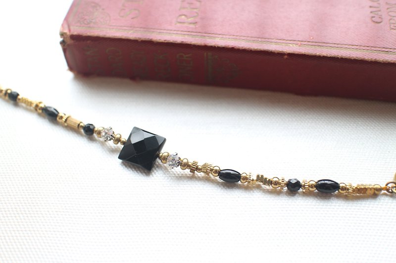 The polar lights~ Black agate/ brass handmade bracelet - Bracelets - Other Metals 
