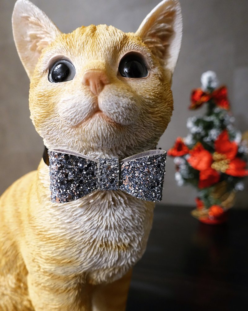 2016聖誕節限定 金色 銀色華麗型蝴蝶結 寵物項圈 客製化 - 貓狗頸圈/牽繩 - 棉．麻 多色