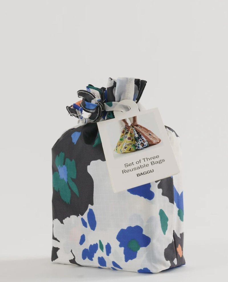 A set of three BAGGU eco-friendly bags-classic flowers - กระเป๋าเครื่องสำอาง - วัสดุกันนำ้ หลากหลายสี