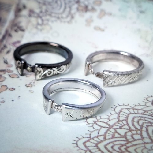 Tamasii Jewellery 人手批花雕刻 x 衫領純銀戒指