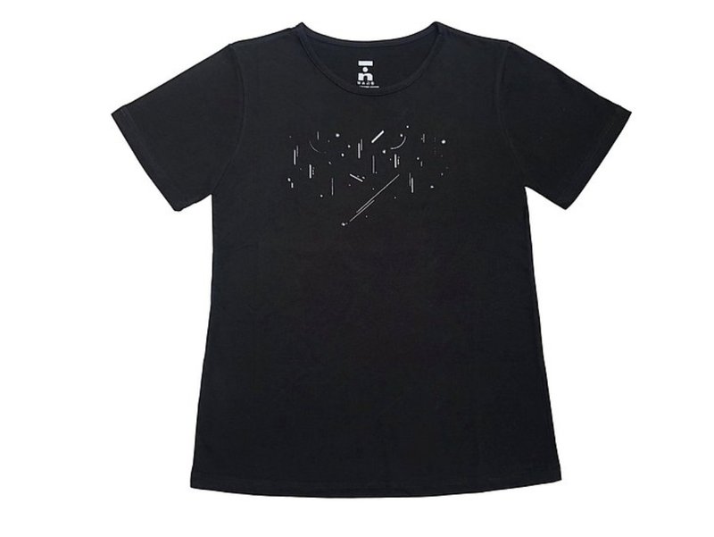 夜空 有機棉短袖T (黑色) Organic Cotton - 男 T 恤 - 棉．麻 黑色