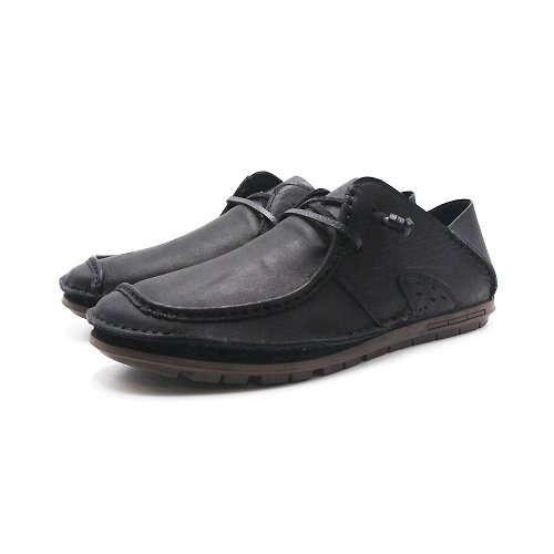 米蘭皮鞋Milano WALKING ZONE(男)馬克縫線可踩腳綁帶款開車鞋 男鞋 -黑色(另有咖