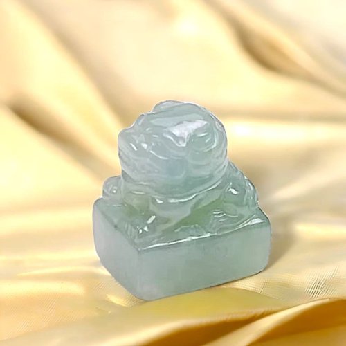 瓔珞翡翠 【招財神獸】冰種翡翠貔貅印章| 天然緬甸玉翡翠 | 送禮